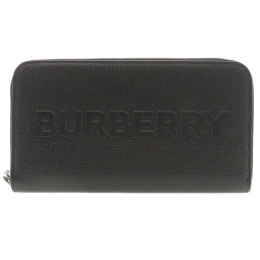 BURBERRY Long Wallet Purse leather black Logo motif mens(Unisex) Used Authentic