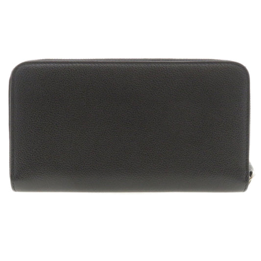 BURBERRY Long Wallet Purse leather black Logo motif mens(Unisex) Used Authentic