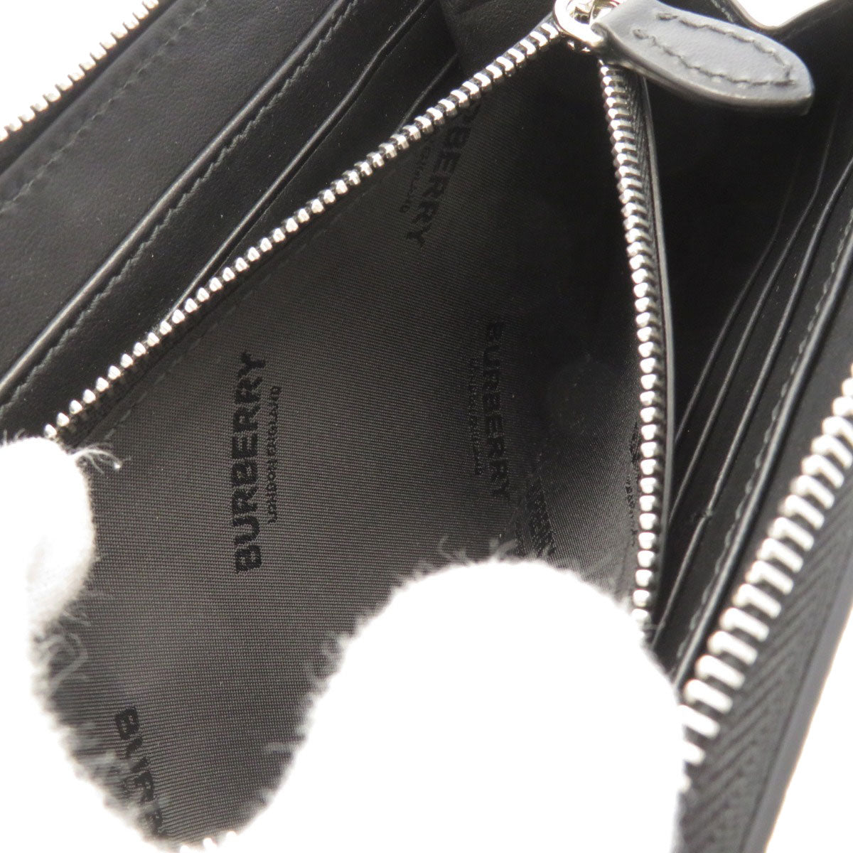 BURBERRY Long Wallet Purse leather black Logo motif mens(Unisex) Used Authentic