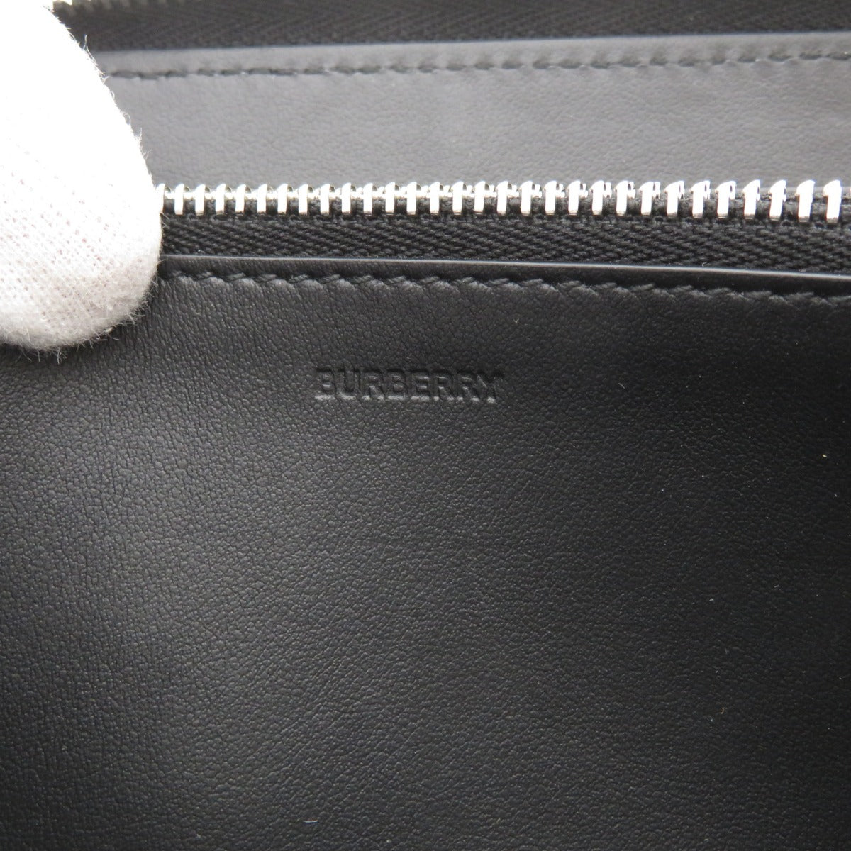 BURBERRY Long Wallet Purse leather black Logo motif mens(Unisex) Used Authentic