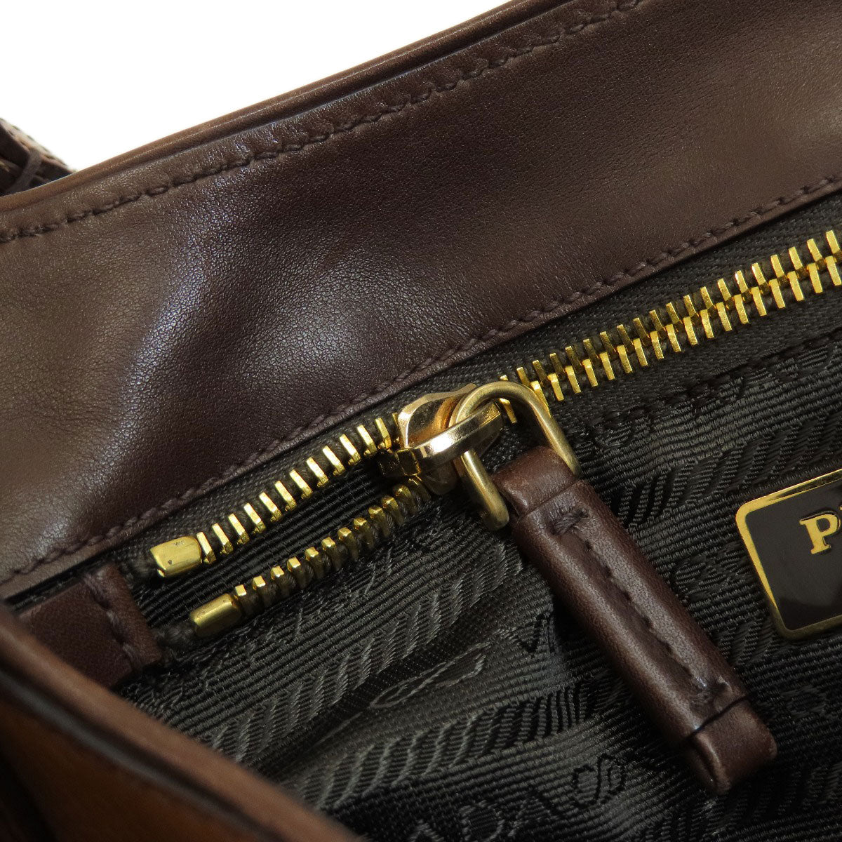 PRADA Handbag BR2672 leather Brown VIT DAINO ROCKE Women Used Authentic