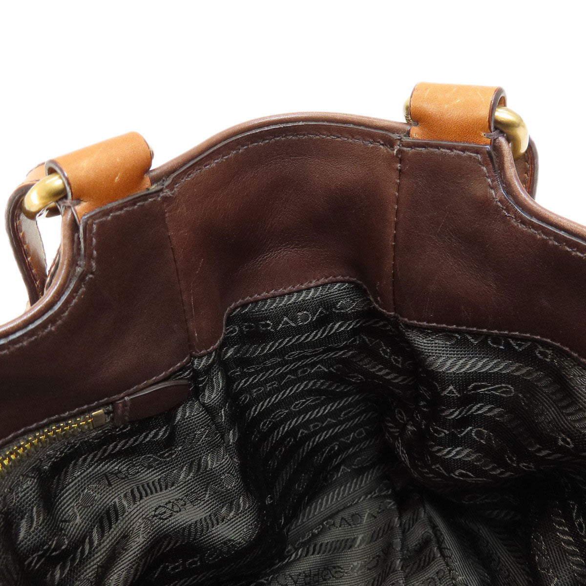 PRADA Handbag BR2672 leather Brown VIT DAINO ROCKE Women Used Authentic