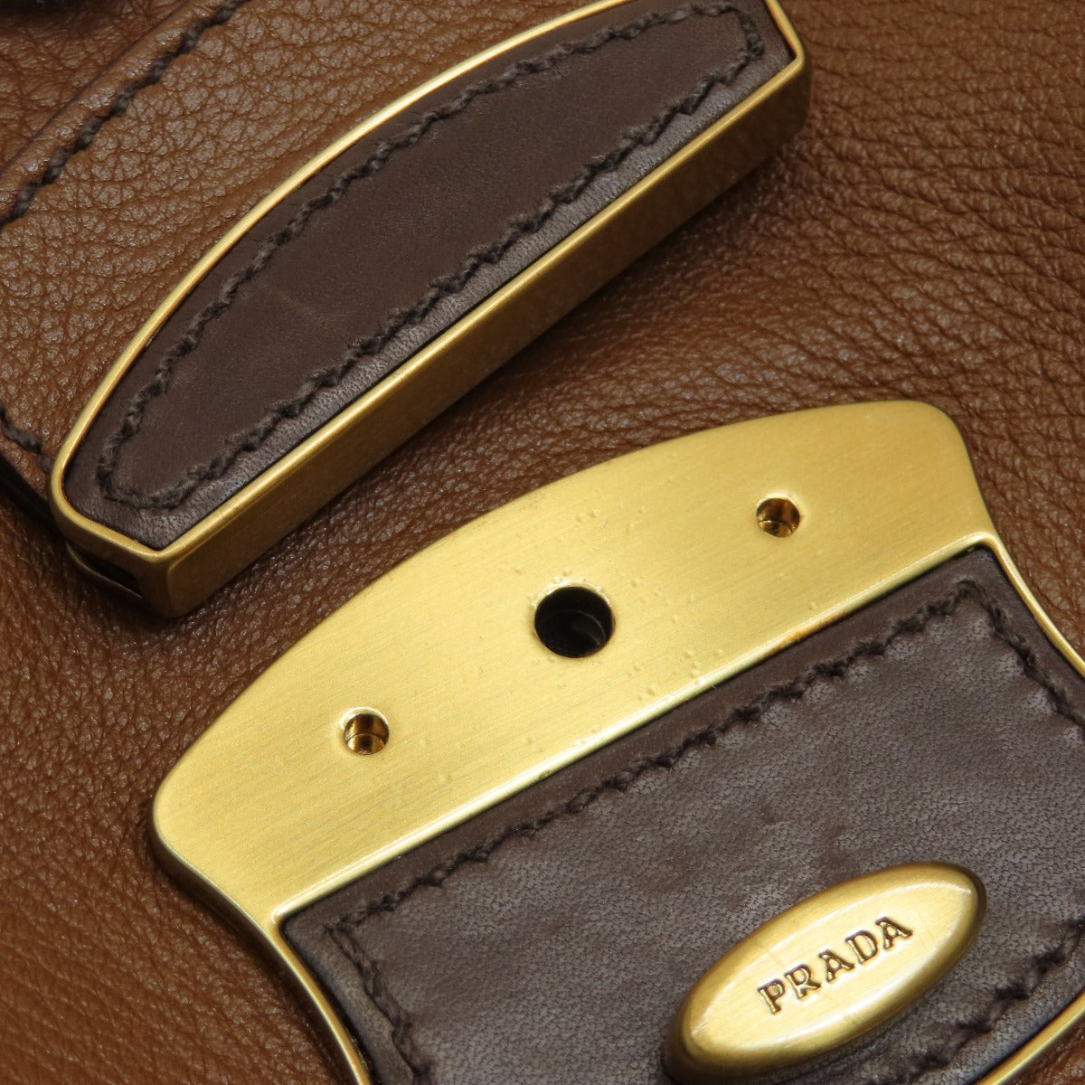 PRADA Handbag BR2672 leather Brown VIT DAINO ROCKE Women Used Authentic