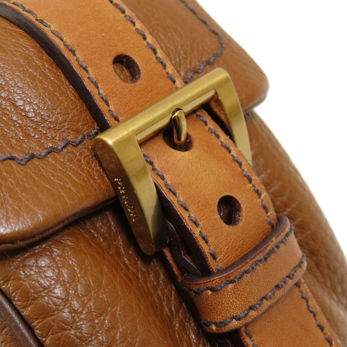PRADA Handbag BR2672 leather Brown VIT DAINO ROCKE Women Used Authentic