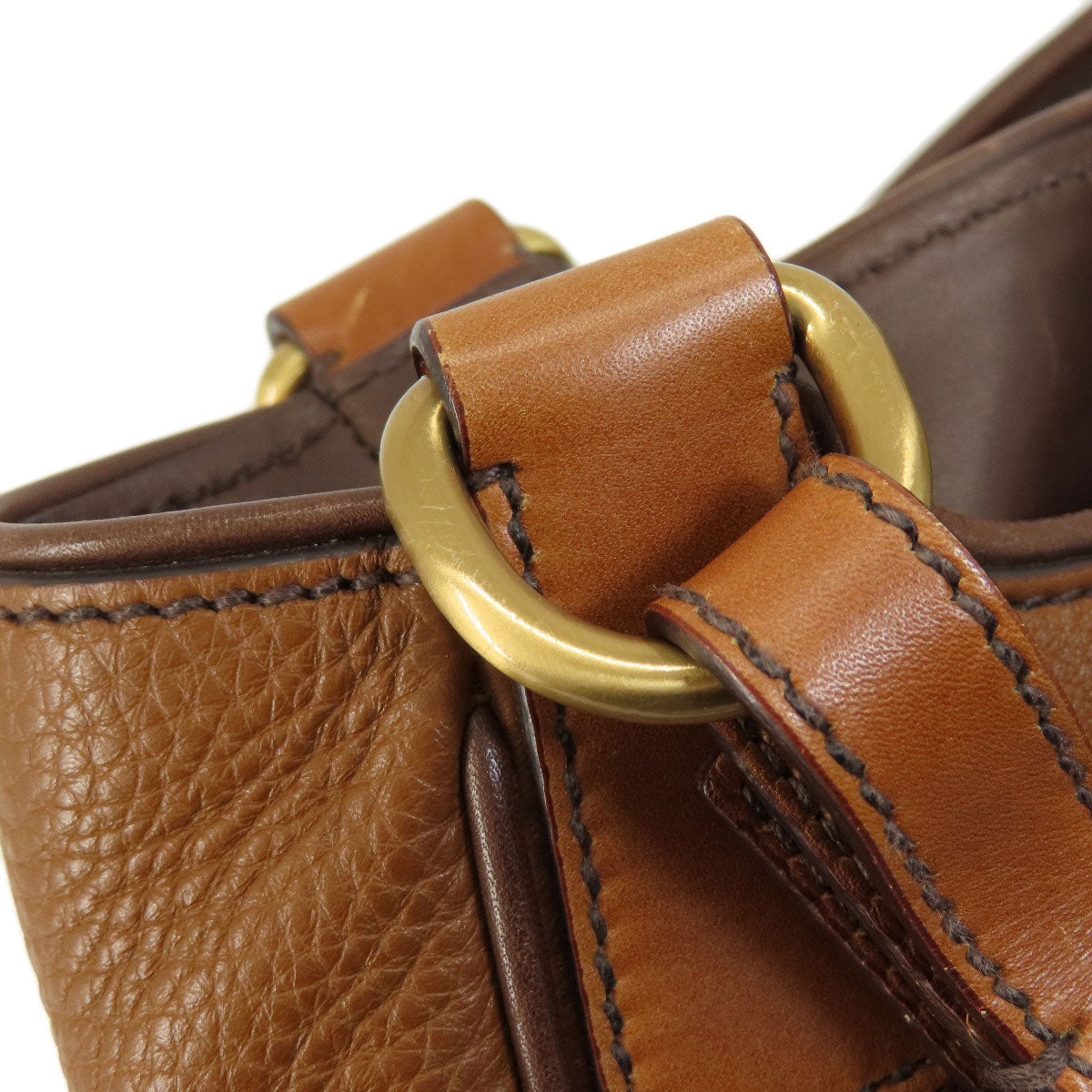 PRADA Handbag BR2672 leather Brown VIT DAINO ROCKE Women Used Authentic