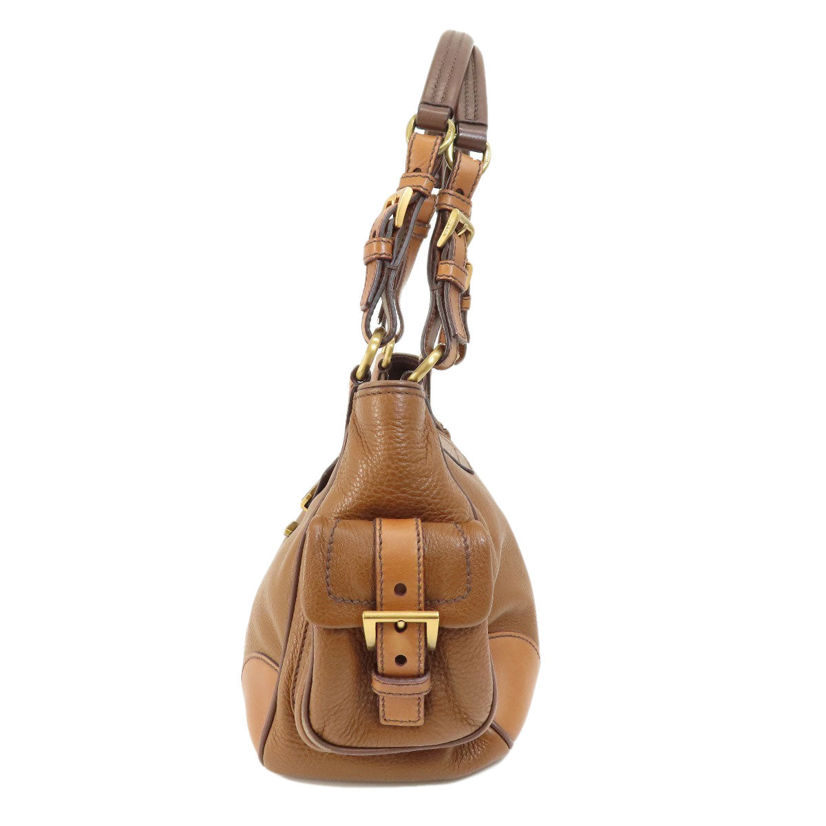 PRADA Handbag BR2672 leather Brown VIT DAINO ROCKE Women Used Authentic