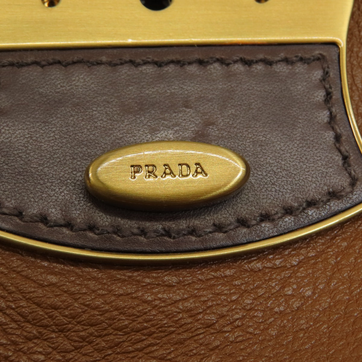 PRADA Handbag BR2672 leather Brown VIT DAINO ROCKE Women Used Authentic