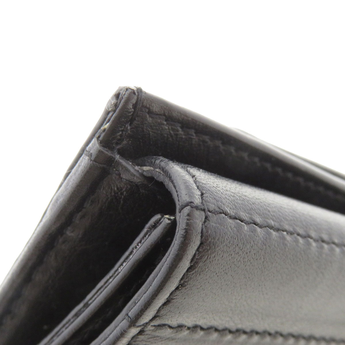 SAINT LAURENT Coin case Calfskin black Logo motif Women Used Authentic