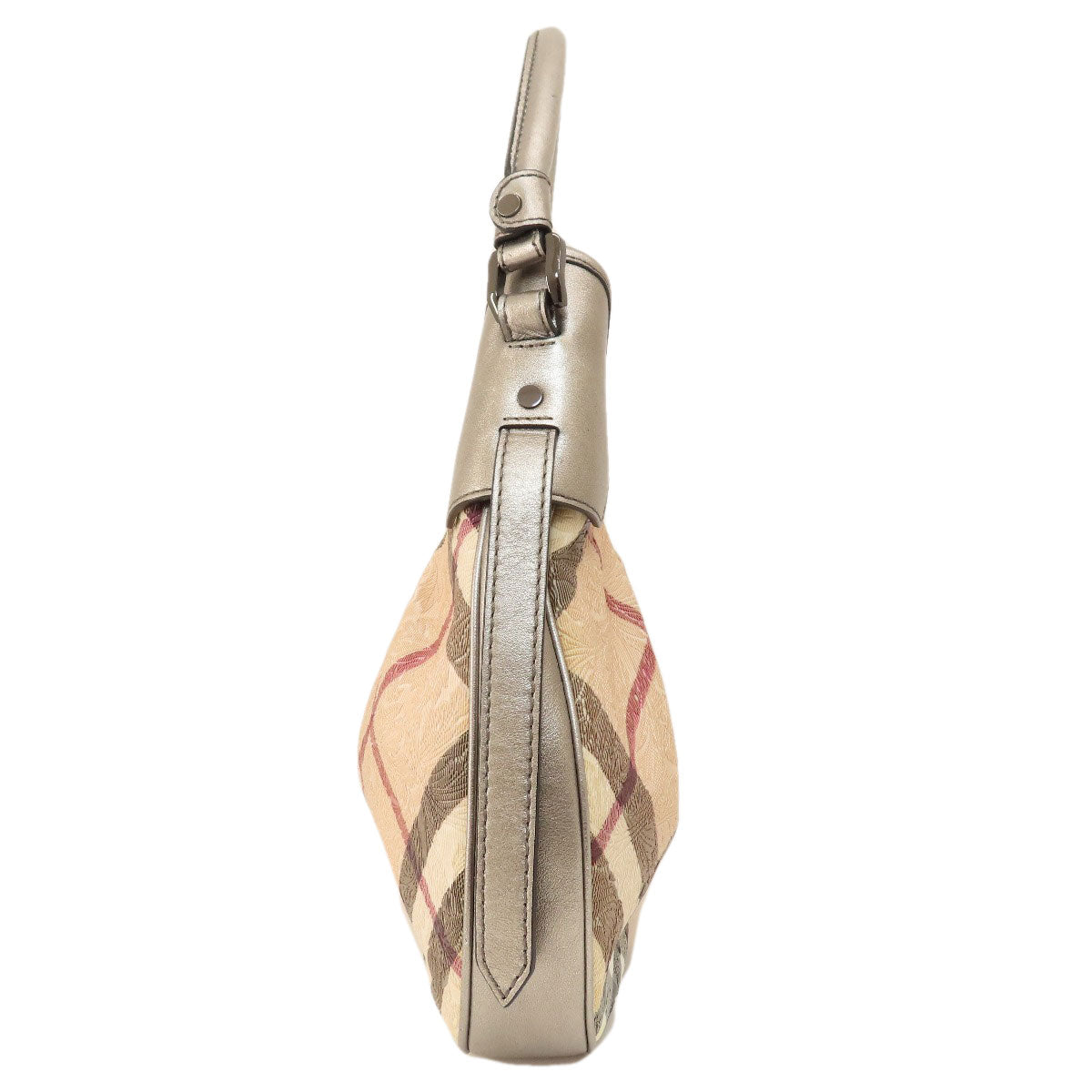 BURBERRY Handbag PVC beige Nova Check Flower Embossed Women Used Authentic