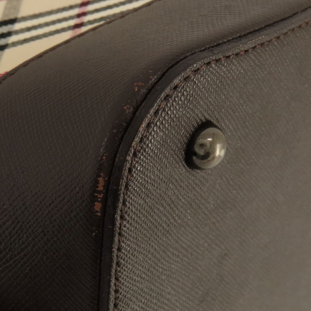 BURBERRY Handbag Canvas, Leather Brown Nova Check Women Used Authentic