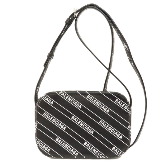 BALENCIAGA Shoulder Bag 552372 Calfskin black logo Women Used Authentic