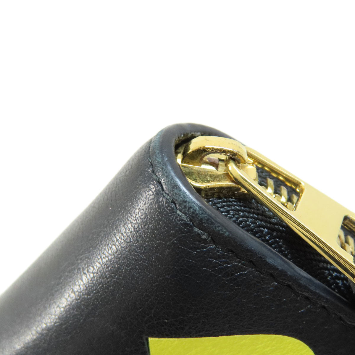 LOEWE Long Wallet Purse leather black Heart motif Zip Around Women Used Authentic