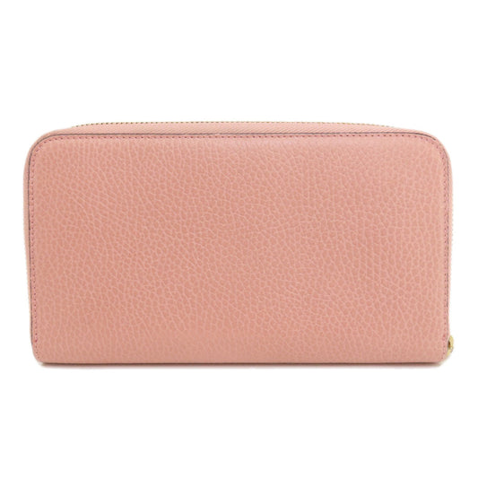 GUCCI Long Wallet Purse 449347 leather pink Interlocking G Women Used Authentic