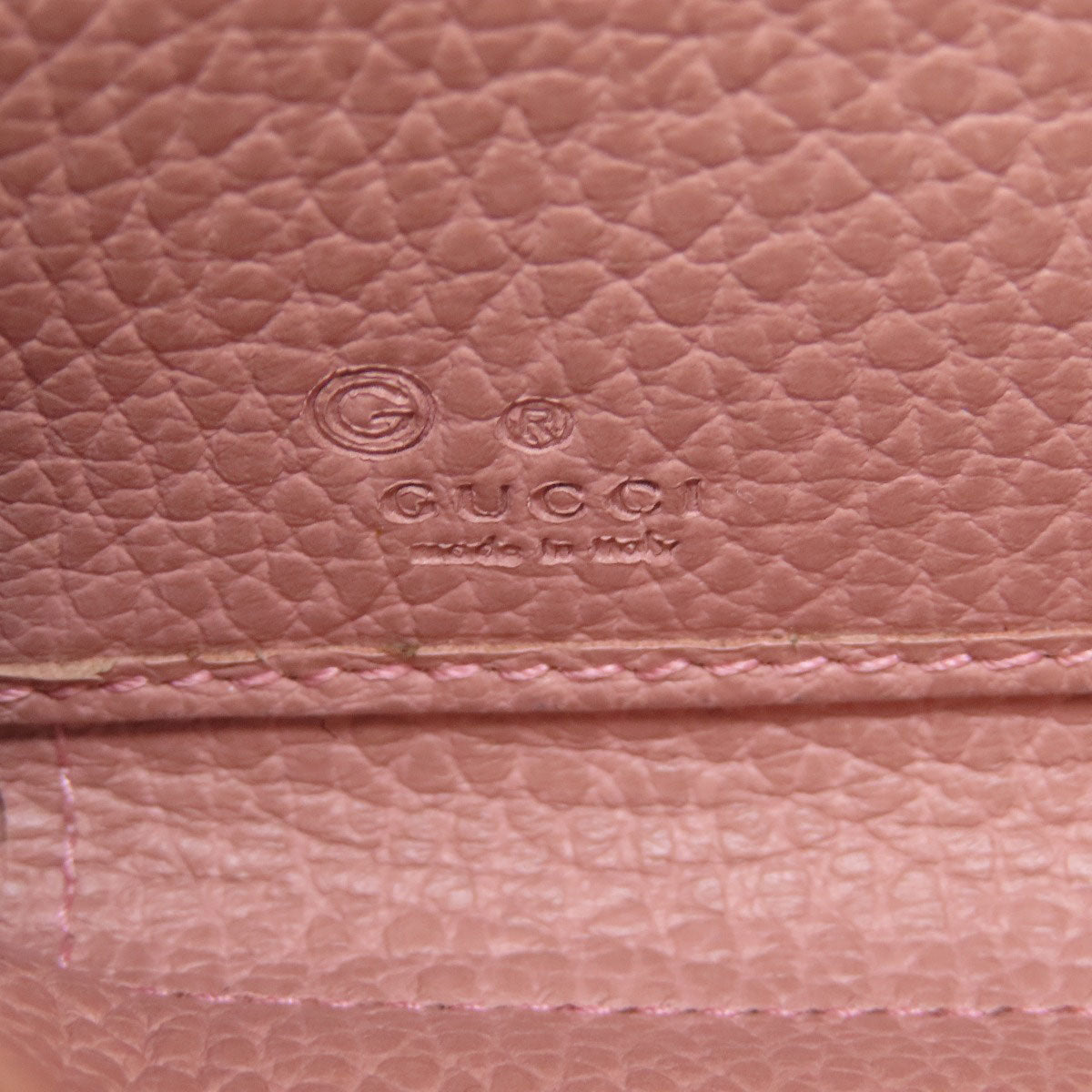 GUCCI Long Wallet Purse 449347 leather pink Interlocking G Women Used Authentic