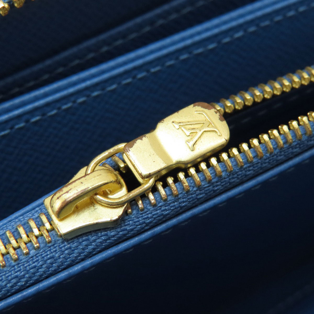 LOUIS VUITTON Long Wallet Purse M63894 Monogram canvas Brown Zippy Wallet Monogram Blue Jean Women Used Authentic