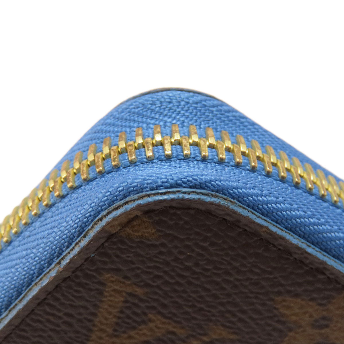 LOUIS VUITTON Long Wallet Purse M63894 Monogram canvas Brown Zippy Wallet Monogram Blue Jean Women Used Authentic