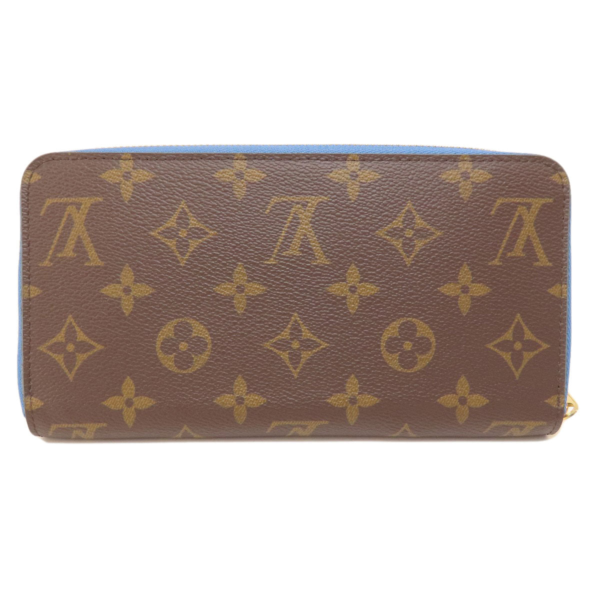 LOUIS VUITTON Long Wallet Purse M63894 Monogram canvas Brown Zippy Wallet Monogram Blue Jean Women Used Authentic