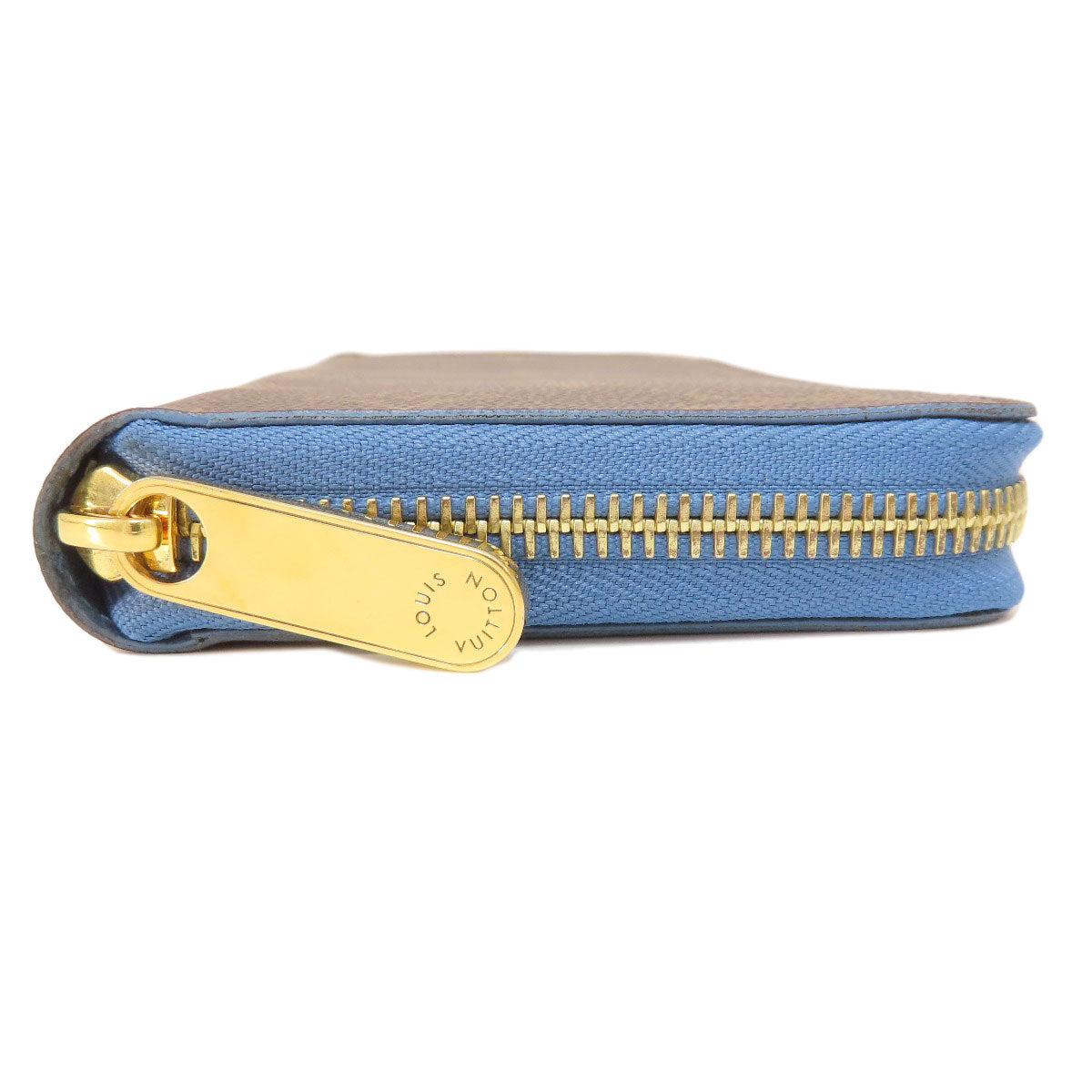 LOUIS VUITTON Long Wallet Purse M63894 Monogram canvas Brown Zippy Wallet Monogram Blue Jean Women Used Authentic