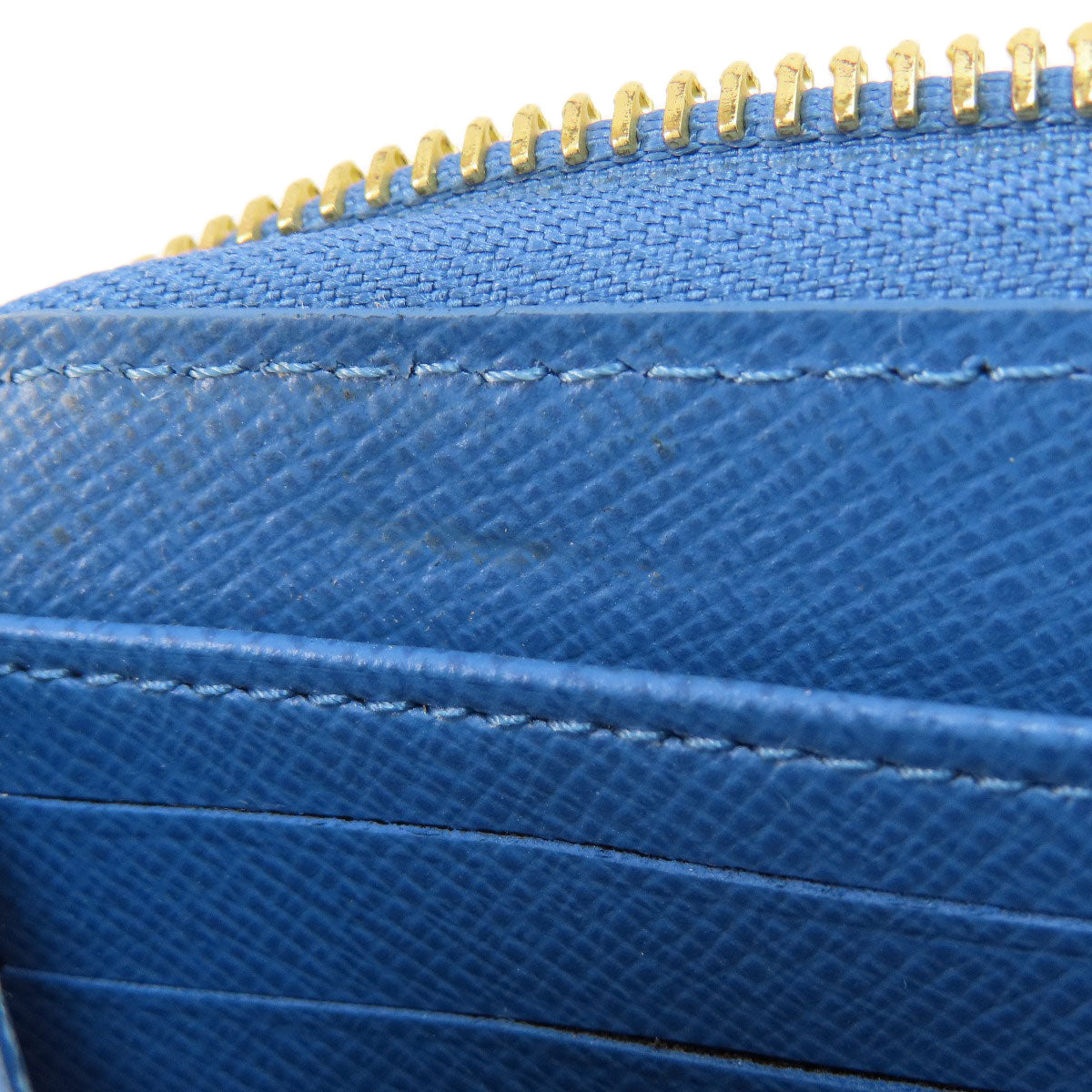 LOUIS VUITTON Long Wallet Purse M63894 Monogram canvas Brown Zippy Wallet Monogram Blue Jean Women Used Authentic