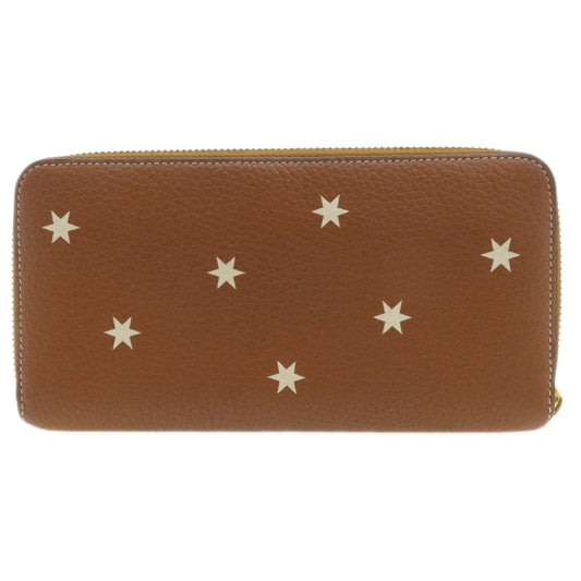LOEWE Long Wallet Purse Calfskin Brown anagram star Women Used Authentic