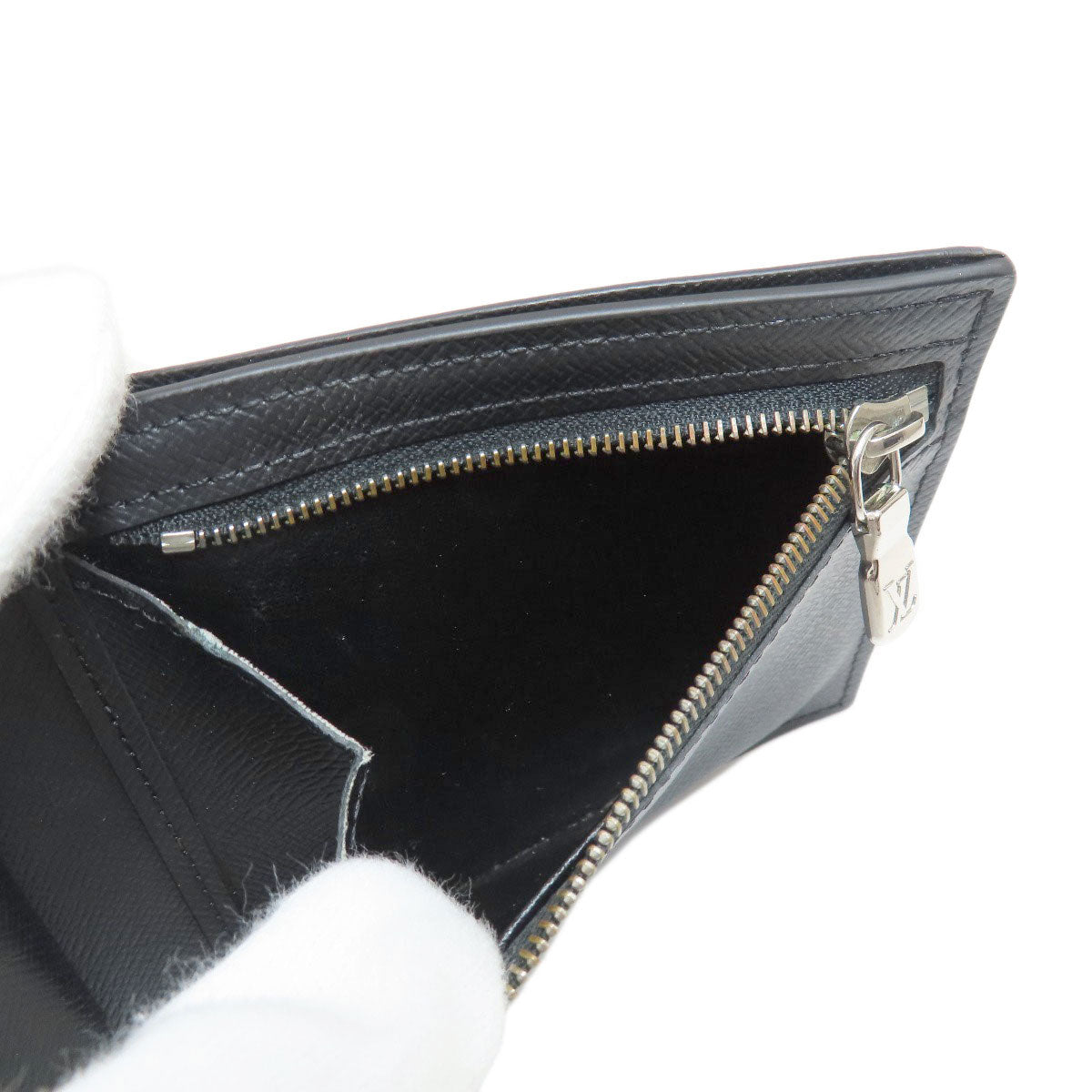 LOUIS VUITTON Bifold Wallet M62045 Taiga Leather black Portefeuille Amerigo NM mens Used Authentic