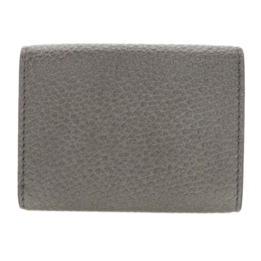 FENDI Bifold Wallet 7M0280 Calfskin gray Mini wallet tri-fold baguette mens Used Authentic