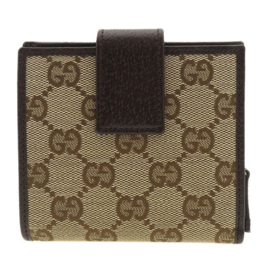 GUCCI Bifold Wallet 146568 Canvas, Leather Brown GG Women Used Authentic