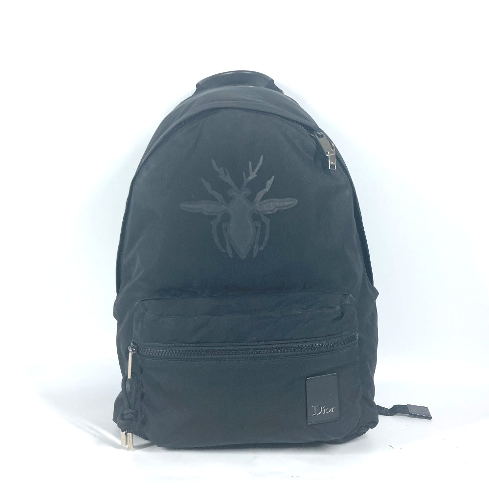 Dior Backpack Nylon black Bee bee logo unisex(Unisex) Used Authentic