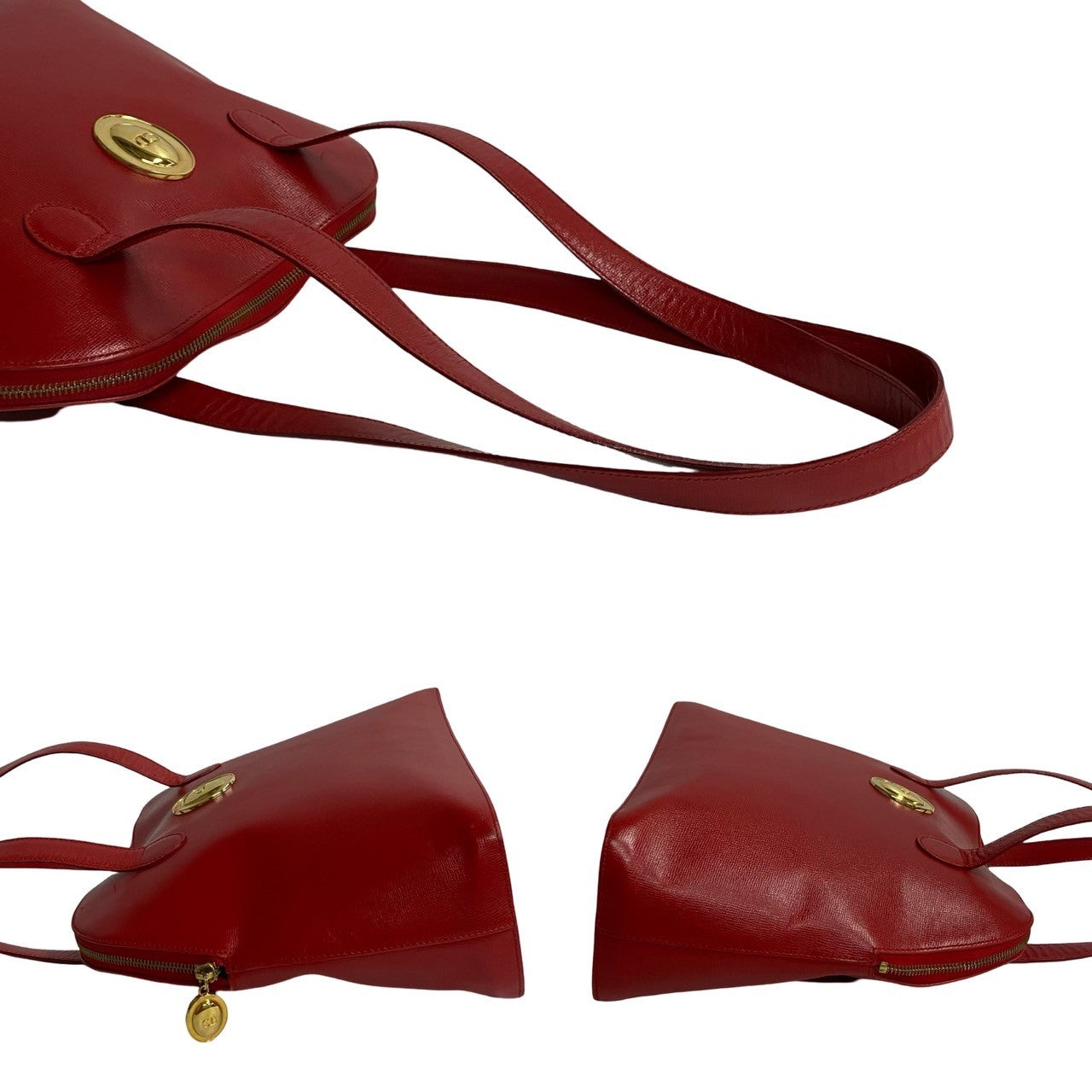 Dior Shoulder Bag leather Red CD logo Metal Women Used Authentic