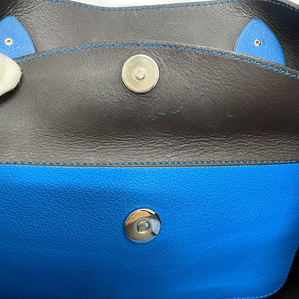 Dior Tote Bag leather blue Handbag Crossbody open bar handbag Women Used Authentic