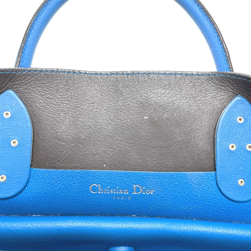 Dior Tote Bag leather blue Handbag Crossbody open bar handbag Women Used Authentic