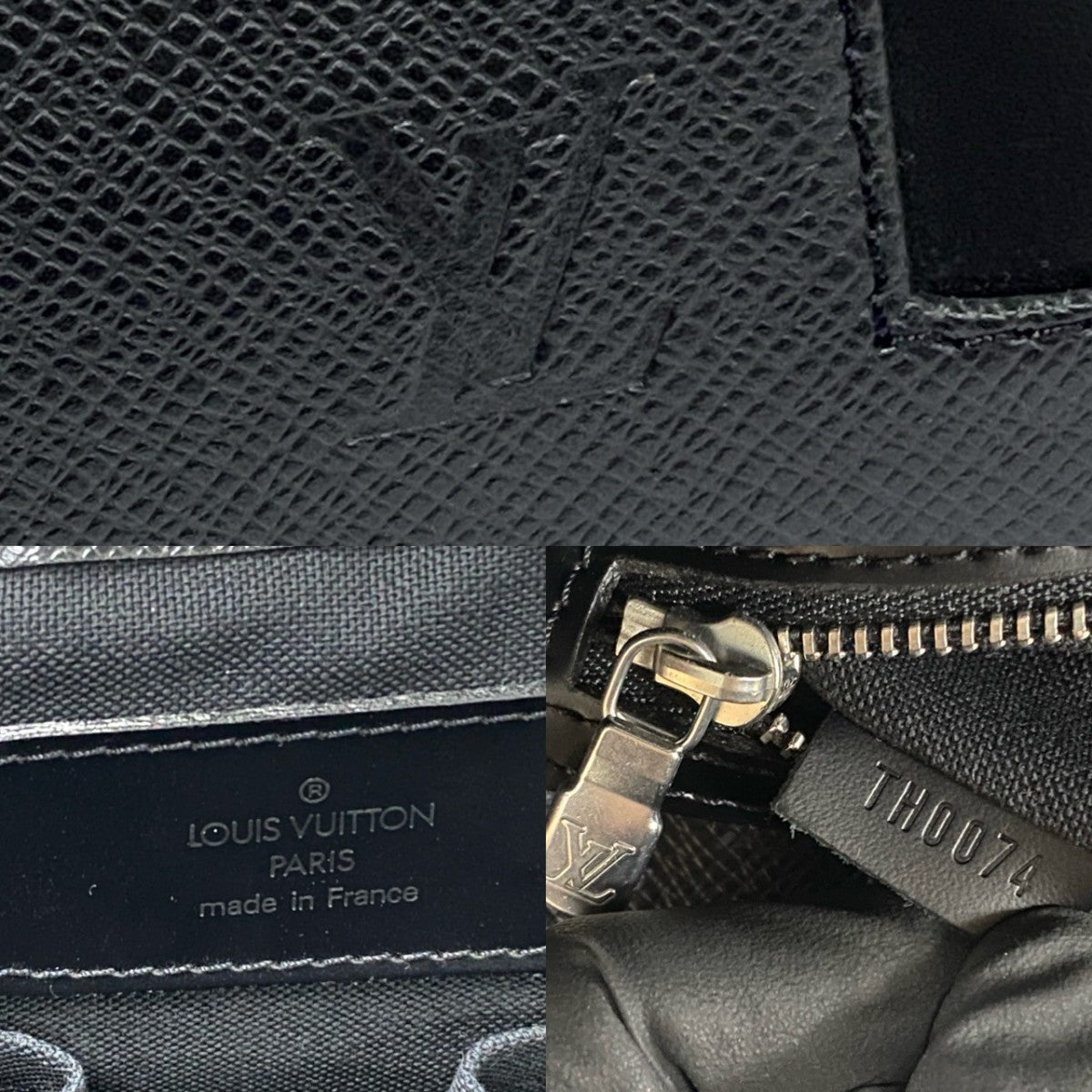 LOUIS VUITTON Business bag M31012 leather black Taiga Kasbeck GM mens Used Authentic