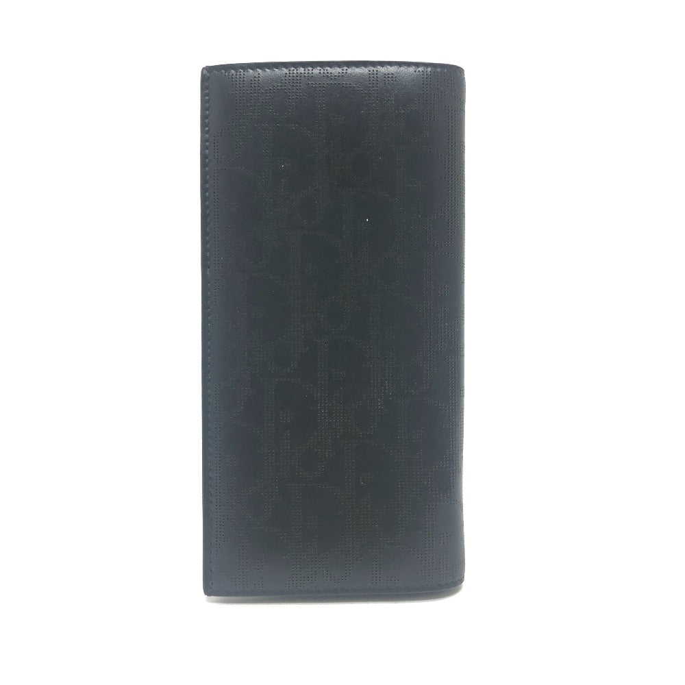 Dior Long Wallet Purse leather black Punching of League