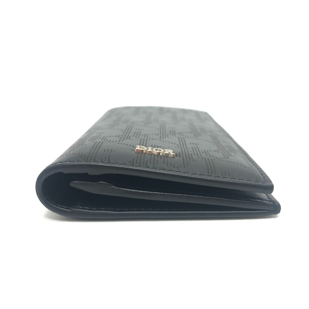 Dior Long Wallet Purse leather black Punching of League