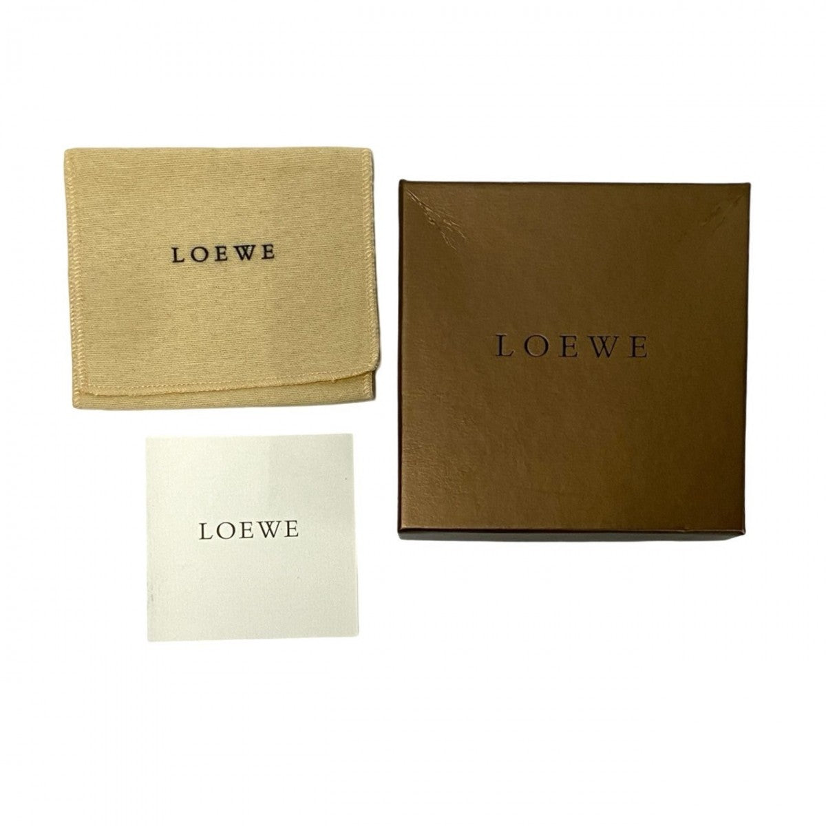 LOEWE Bifold Wallet Canvas, Leather black Anagram logo all-over pattern Women Used Authentic