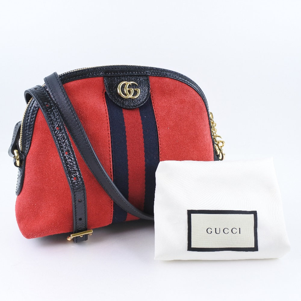 GUCCI Shoulder Bag 499621 Suede, Leather Red Ofidia Women Used Authentic