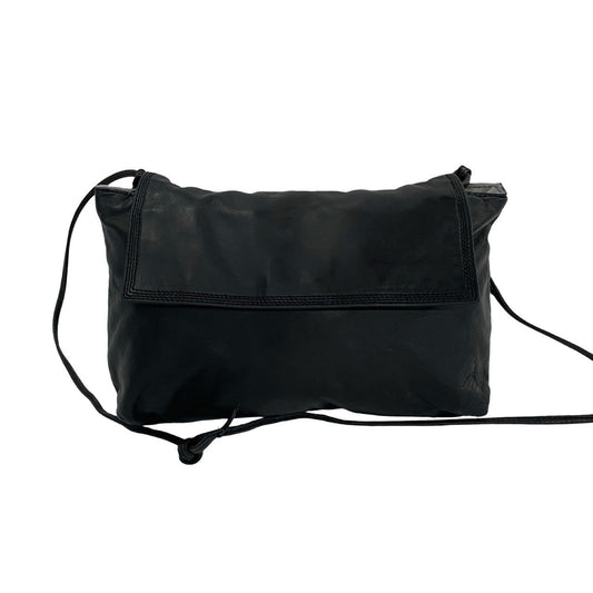 LOEWE Shoulder Bag leather black Anagram logo Women Used Authentic