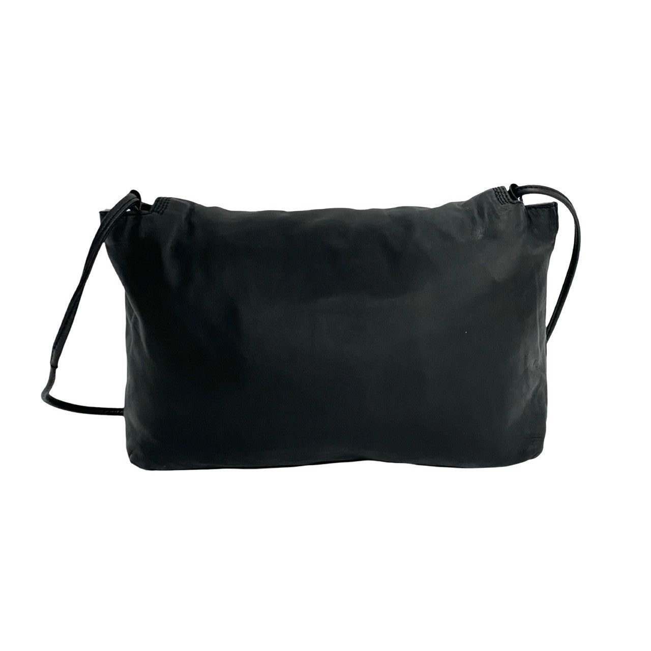 LOEWE Shoulder Bag leather black Anagram logo Women Used Authentic