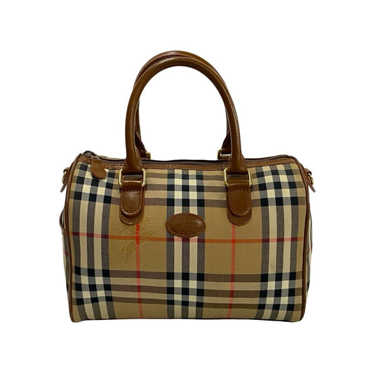 BURBERRY Handbag Leather, Canvas Brown Nova Check Women(Unisex) Used Authentic
