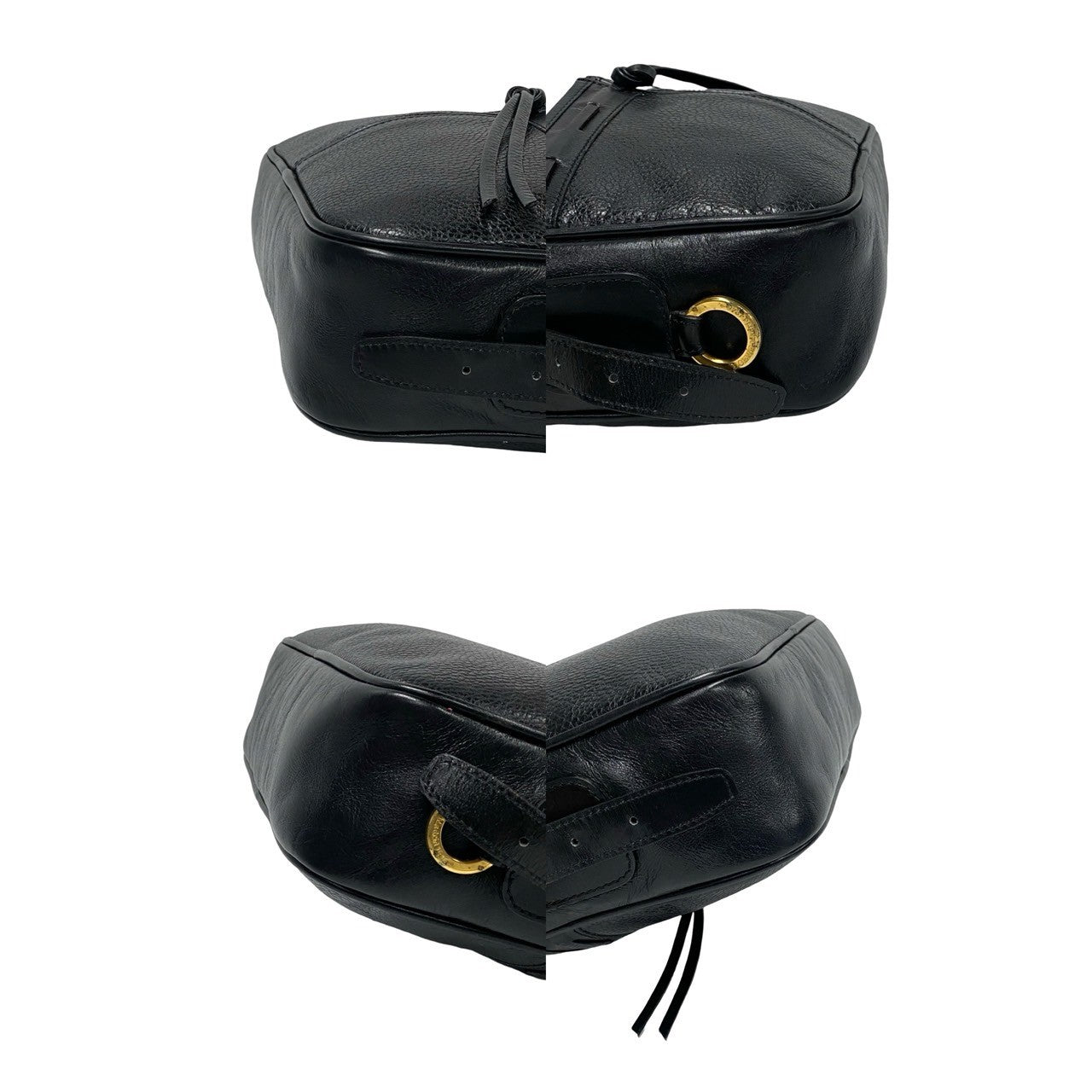 LOEWE Shoulder Bag leather black Anagram logo Women Used Authentic