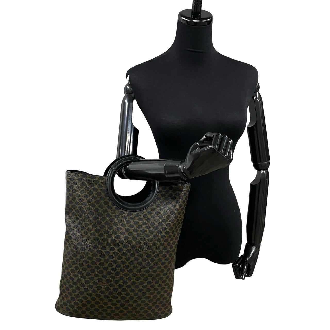 CELINE Handbag Leather, PVC black Macadam Brazon Women Used Authentic