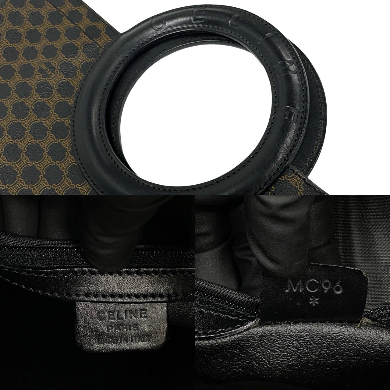 CELINE Handbag Leather, PVC black Macadam Brazon Women Used Authentic