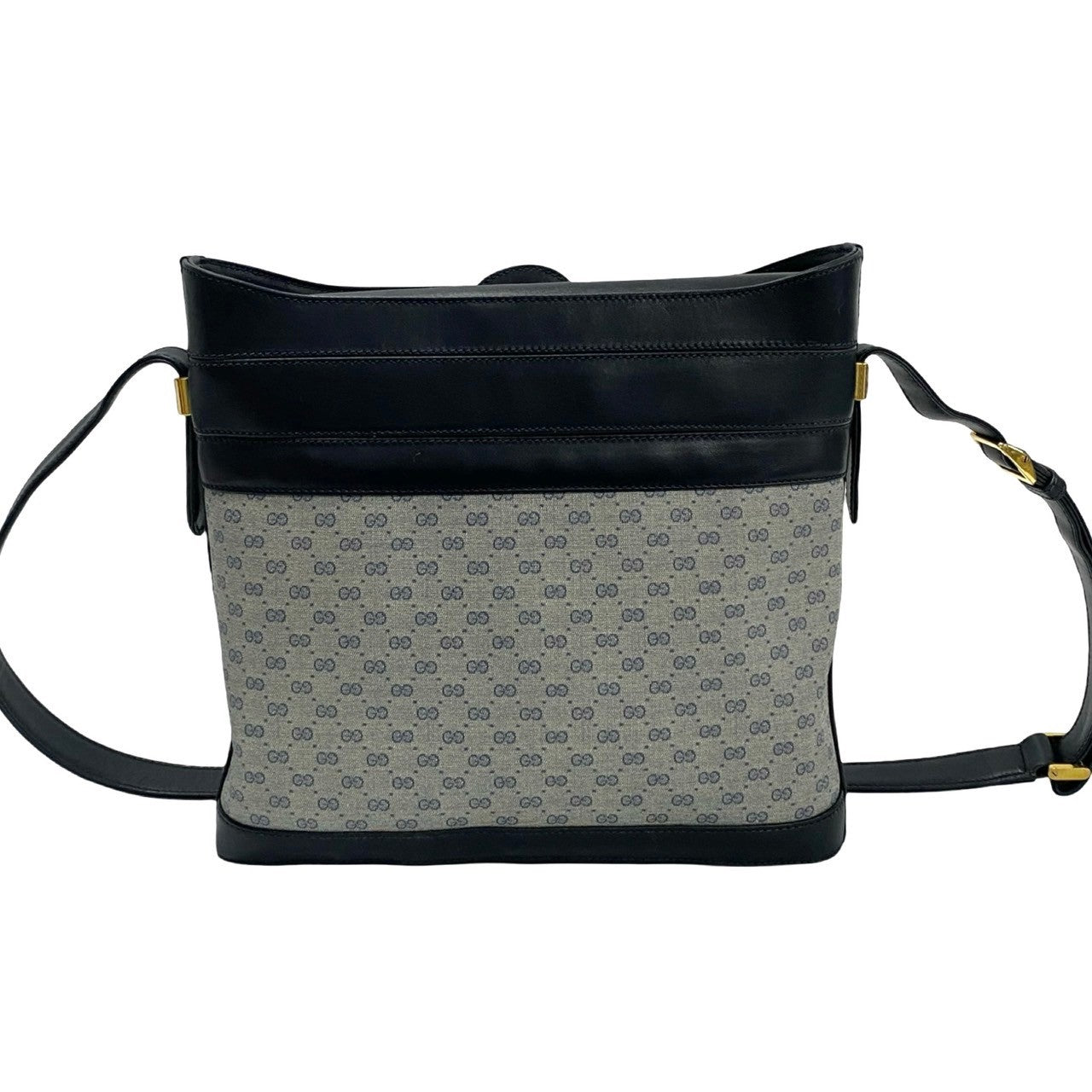 GUCCI Shoulder Bag Leather, PVC Navy Micro GG logo Metal Women Used Authentic