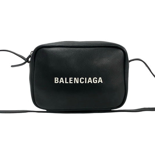 BALENCIAGA Shoulder Bag leather black Everyday camera bag Women Used Authentic
