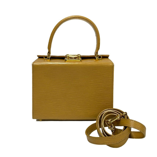 FENDI Shoulder Bag Epi Leather beige logo Metal Women Used Authentic