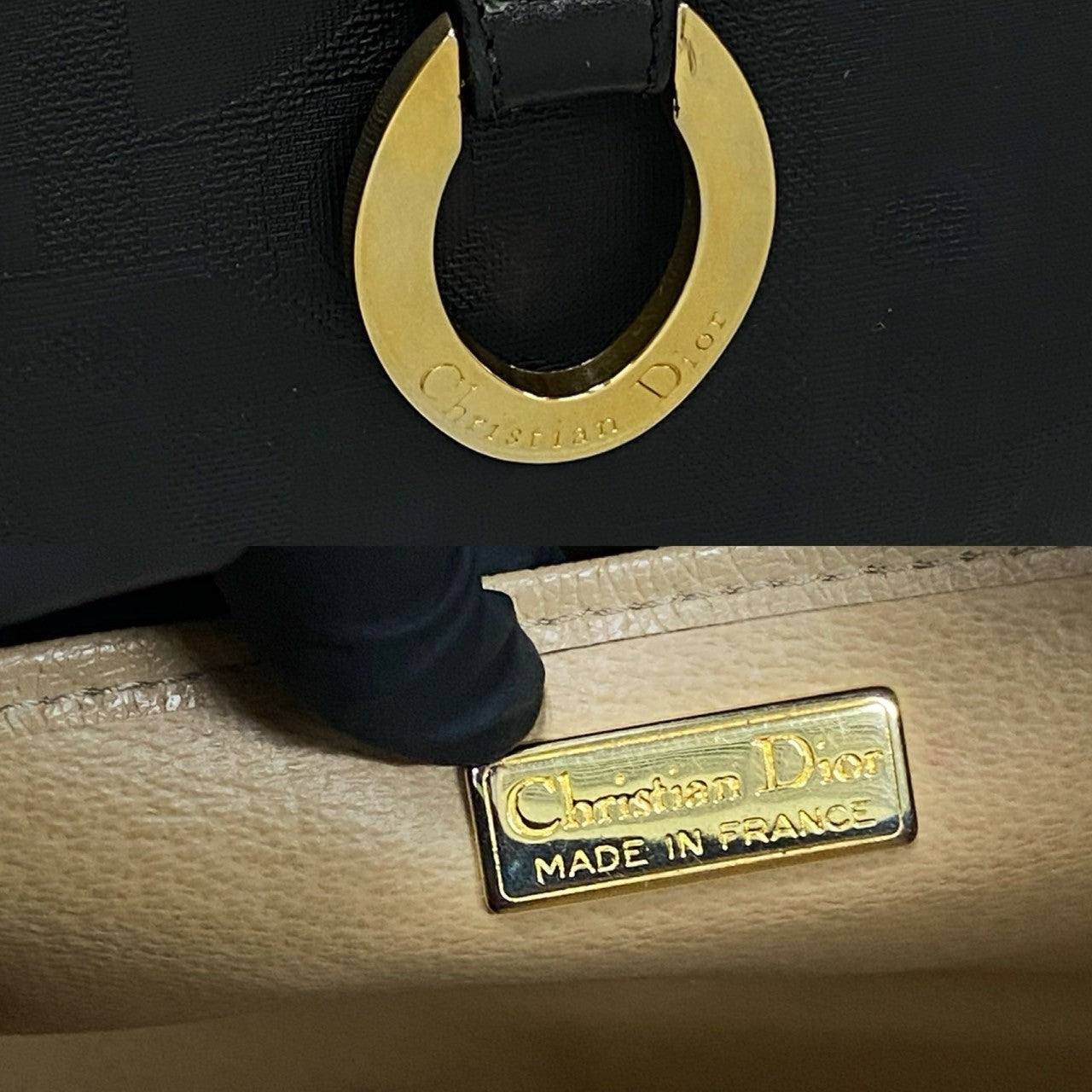 Dior Handbag Leather, PVC black logo Metal Women Used Authentic