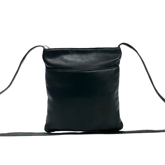 LOEWE Shoulder Bag leather black Anagram logo Women Used Authentic