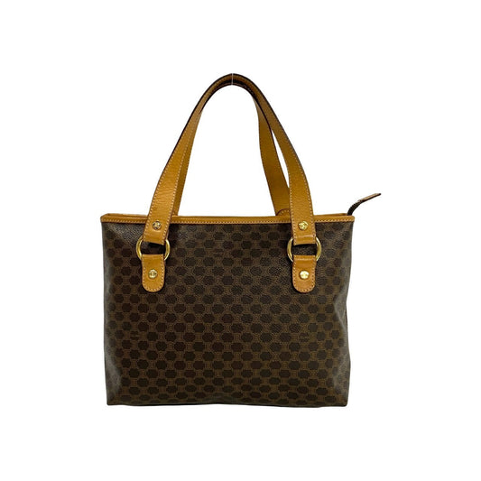 CELINE Tote Bag Leather, PVC Brown Macadam Brazon Women Used Authentic