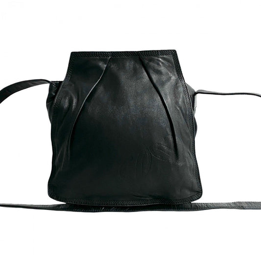 LOEWE Shoulder Bag leather black Anagram logo Women Used Authentic