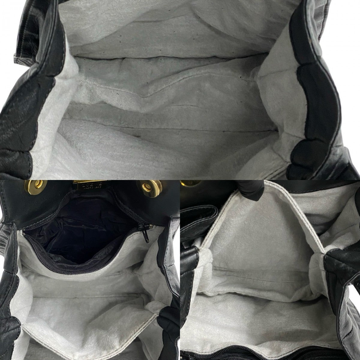 LOEWE Shoulder Bag leather black Anagram logo Women Used Authentic